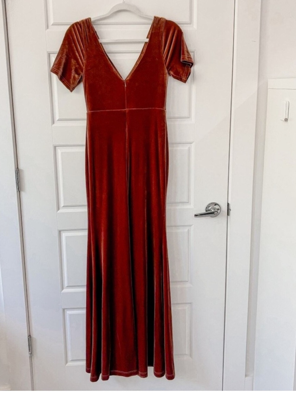 Reverly plus Elegant Brown Velvet Wrap Maxi Dress - Picture 6 of 10